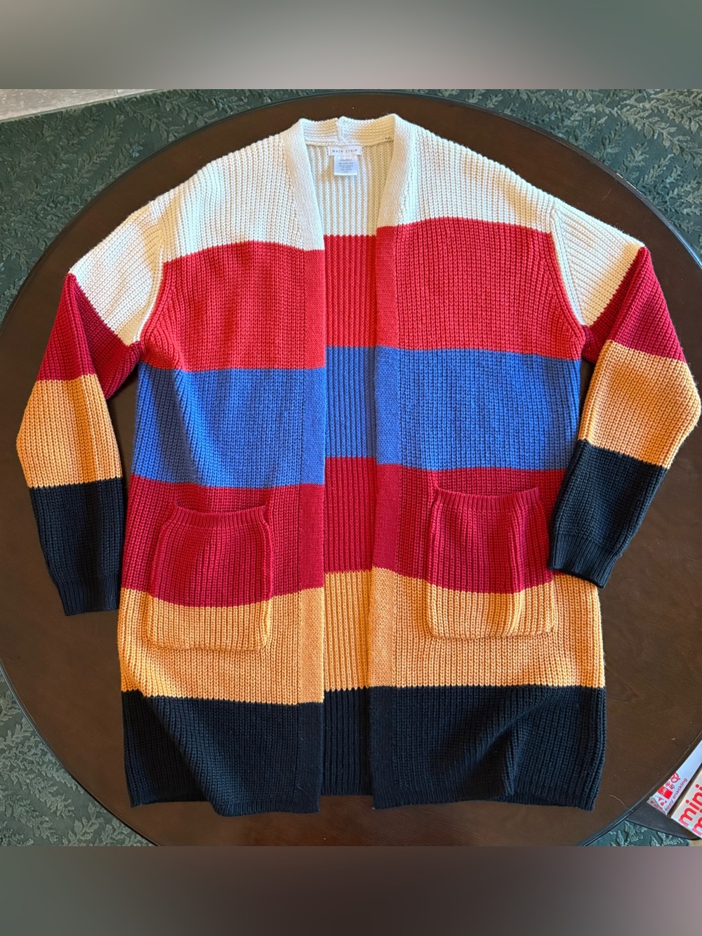 Women’s Multicolor Striped Open-Front Knit Sweater Duster Cardigan